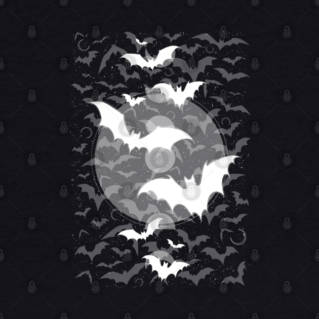 Flying Bats Attack, Goth Pattern, Halloween, bats, horror sticker, gothic design by SSINAMOON COVEN